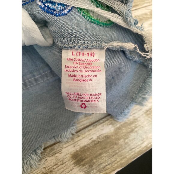 No Boundaries Denim Shortalls Floral Embroidered Size L (11-13) NWT - Picture 11 of 11